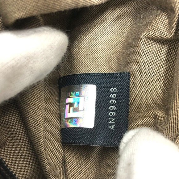 FENDI 8BN174 Zucchino Bag Hand Bag PVC / nylon Beige - Picture 6 of 12